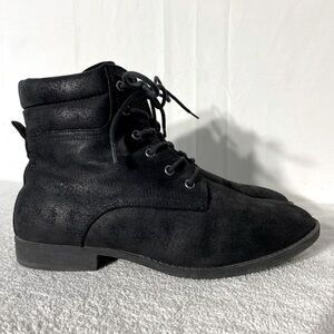 Justfabulous Black Faux Suede Lace Up Ankle Boots 8